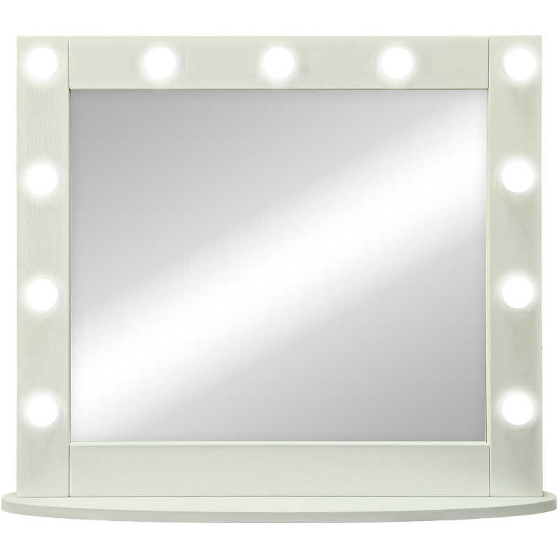 Зеркало Континент 800х700 ЗГП44 гримерное с подсветкой Белое с механическим выключателем зеркало континент этюд 800x600 згп02 гримерное с подсветкой с механическим выключателем