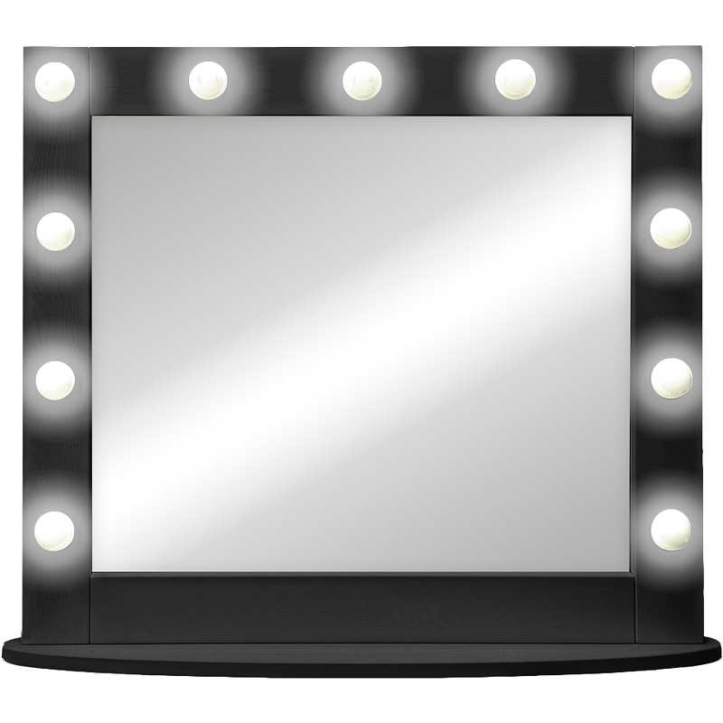 Зеркало Континент 800х700 ЗГП43 гримерное с подсветкой Черное с механическим выключателем зеркало континент антураж 900х700 згп06 гримерное с подсветкой с механическим выключателем