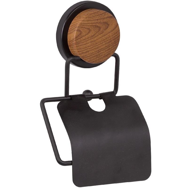 Держатель туалетной бумаги Fixsen Magic Wood FX-46010 с крышкой Черный матовый полотенцедержатель fixsen magic wood fx 46002 двойной черный матовый