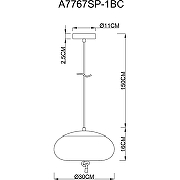 Подвесной светильник Artelamp Cody A7767SP-1BC Дымчатый Черный хром-3