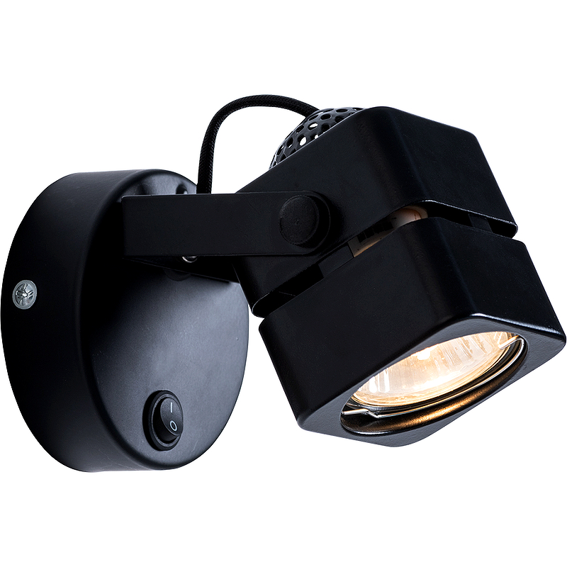 Настенный светильник Artelamp Misam A1315AP-1BK Черный спот настенный arte lamp misam gu10 50 вт 4 кв м черный ip20 a1315ap 1bk