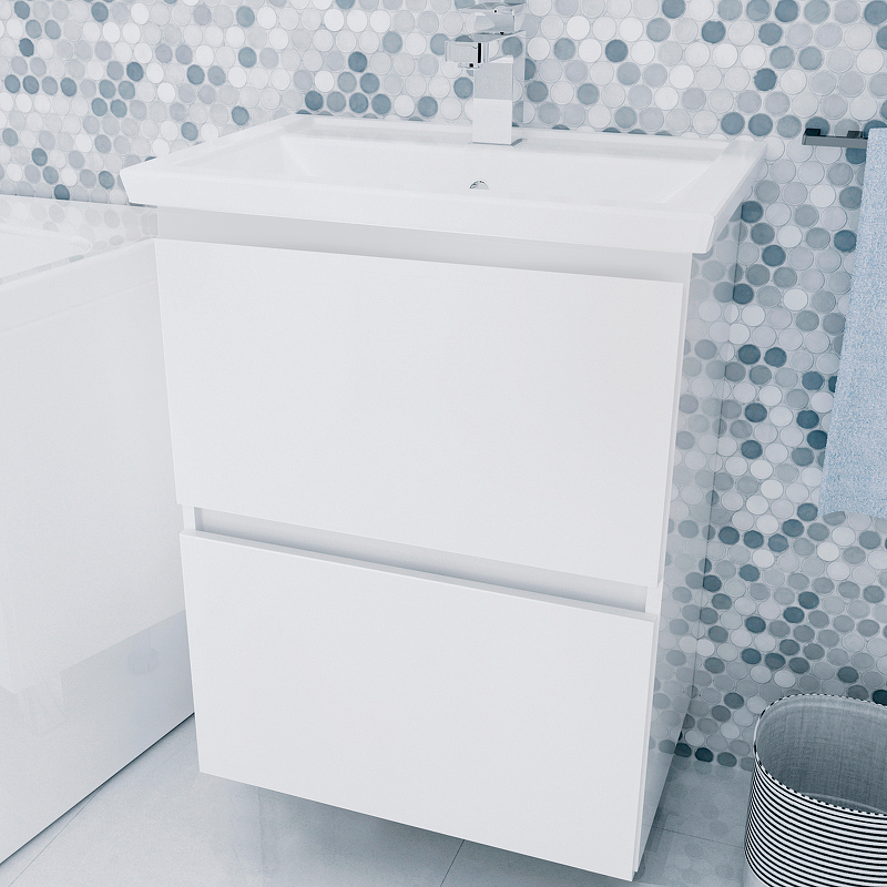 мебель для ванной 1marka aris 70н напольная белый глянец Тумба под раковину 1MarKa New Aris 60П Ц0000011988 подвесная Белый глянец