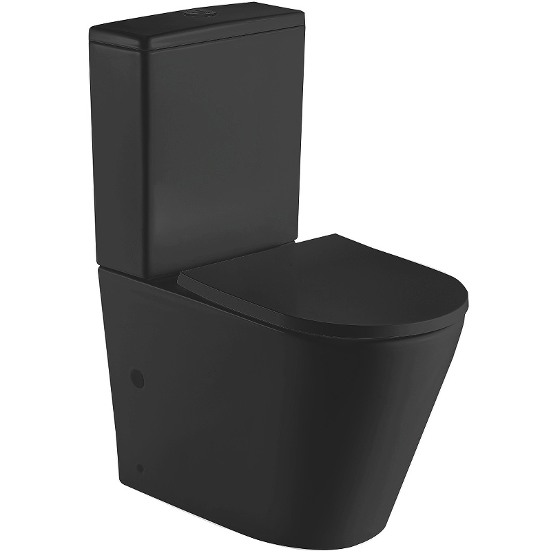 Унитаз компакт CeramaLux 2179-1MB Черный матовый с бачком и сиденьем Микролифт керамический безободковый унитаз ceramalux rimless b2330 1mb черный матовый