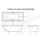 Чугунная ванна Delice Parallel 180x80 DLR220506R с ручками без антискользящего покрытия-8