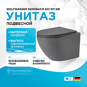 Унитаз WeltWasser Merzbach 041 MT-GR 10000008256 подвесной Серый матовый с сиденьем Микролифт