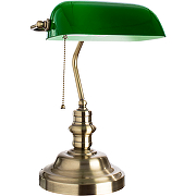 Настольная лампа Artelamp Banker A2492LT-1AB Зеленая Бронза