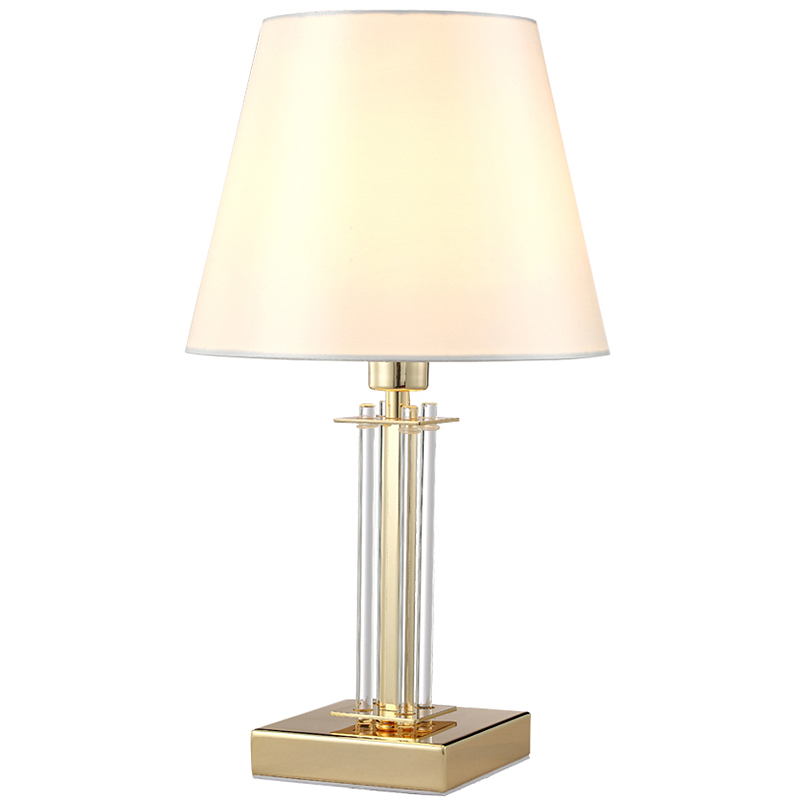 Настольная лампа Crystal Lux Nicolas LG1 Gold White Бежевая Золото лампа настольная б абажура champs 41 636 40вт е14 акрил белый