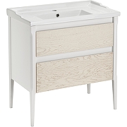 Комплект мебели для ванной ASB-Woodline Лорена 80 1220001 Белый Бежевый-2