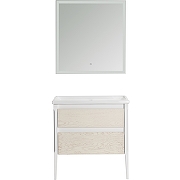 Комплект мебели для ванной ASB-Woodline Лорена 80 1220001 Белый Бежевый-1