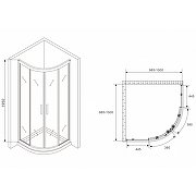 Душевой уголок Abber Schwarzer Diamant 100x100 AG01100M профиль Хром стекло матовое-4