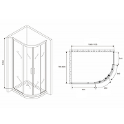 Душевой уголок Abber Schwarzer Diamant 110x80 AG01118M профиль Хром стекло матовое-4