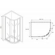 Душевой уголок Abber Schwarzer Diamant 110x90 AG01119M профиль Хром стекло матовое-4