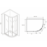 Душевой уголок Abber Schwarzer Diamant 100x90 AG01190B профиль Черный стекло прозрачное-4