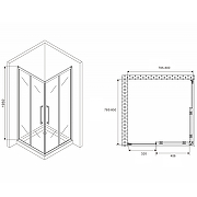 Душевой уголок Abber Schwarzer Diamant 80x80 AG02080MH профиль Хром стекло матовое-4