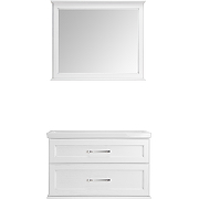 Комплект мебели для ванной ASB-Woodline Венеция 100 1195601 подвесной Белый с патиной Серебро-1