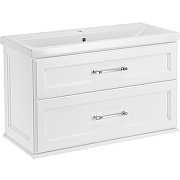 Комплект мебели для ванной ASB-Woodline Венеция 100 1195601 подвесной Белый с патиной Серебро-2