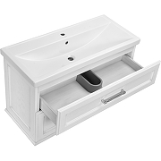 Комплект мебели для ванной ASB-Woodline Венеция 100 1195601 подвесной Белый с патиной Серебро-3