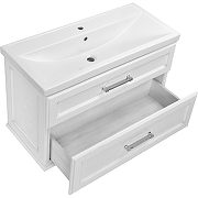 Комплект мебели для ванной ASB-Woodline Венеция 100 1195601 подвесной Белый с патиной Серебро-4