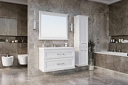 Комплект мебели для ванной ASB-Woodline Венеция 100 1195601 подвесной Белый с патиной Серебро-10