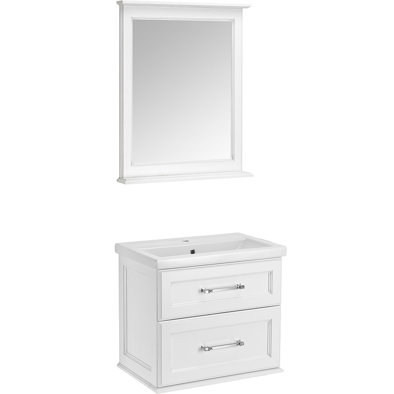 Комплект мебели для ванной ASB-Woodline Венеция 70 1195501 подвесной Белый с патиной Серебро зеркало asb woodline венеция 100 11941 белое с патиной серебро