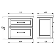 Комплект мебели для ванной ASB-Woodline Венеция 70 1195501 подвесной Белый с патиной Серебро-12