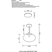 Подвесной светильник Crystal Lux Malaga SP1 D280 Chrome Дымчатый Хром-2