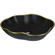Комплект раковины-чаши Bronze de Luxe 50 1395 со смесителем Scandi 9015B Черная с золотым ободом-2