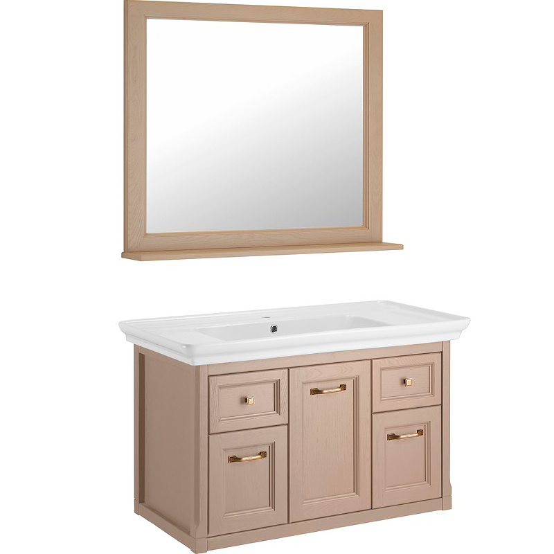 Комплект мебели для ванной ASB-Woodline Толедо 105 Капучино набор мебели для ванной mixline сальери 105 патина золото зеркало пенал правый тумба раковина