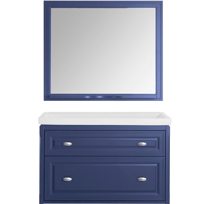 зеркало asb woodline кастелло 100 12045 с подсветкой пейна синий Комплект мебели для ванной ASB-Woodline Кастелло 100 Пейна (Синий)