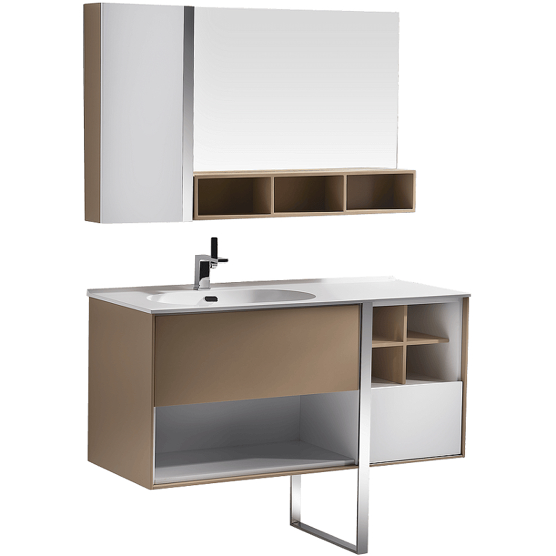 Комплект мебели для ванной Orans BC-NL014-1200 120 014NL12 подвесная Белый Бежевый зеркальный шкаф orans bc 6019 1200 601912lз белый черный