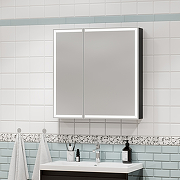 Зеркальный шкаф Континент Mirror Box black Led 80 МВК052 с подсветкой Черный-6