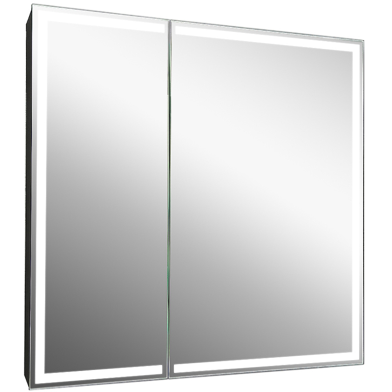 цена Зеркальный шкаф Континент Mirror Box black Led 80 МВК052 с подсветкой Черный