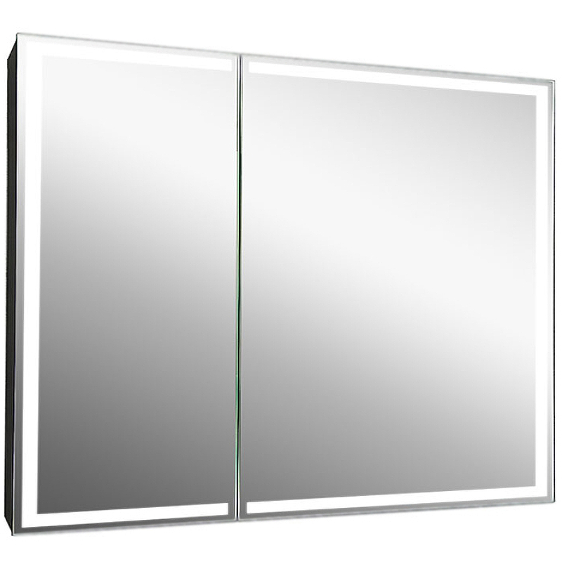 цена Зеркальный шкаф Континент Mirror Box black Led 100 МВК051 с подсветкой Черный