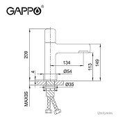 Смеситель для раковины Gappo G1052-80 Хром-16