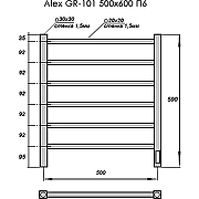 Электрический полотенцесушитель Grois Alex GR-101 50/60 П6 9005 U Черный матовый-2