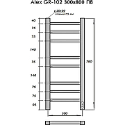 Электрический полотенцесушитель Grois Alex GR-102 30/80 П8 9005 U Черный матовый-5