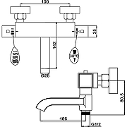 Смеситель для ванны Swedbe Mercury 9062B с термостатом Черный матовый-6