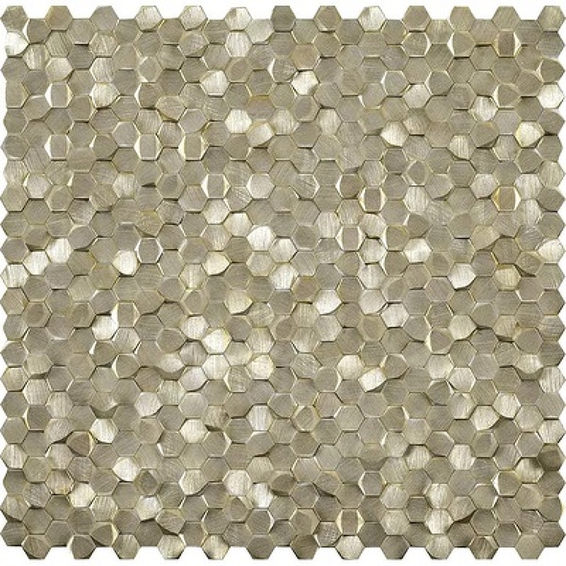 Стеклянная мозаика Caramelle mosaic Alchimia Aluminium 3D Hexagon Gold  29,7x30,6 см - фото 1