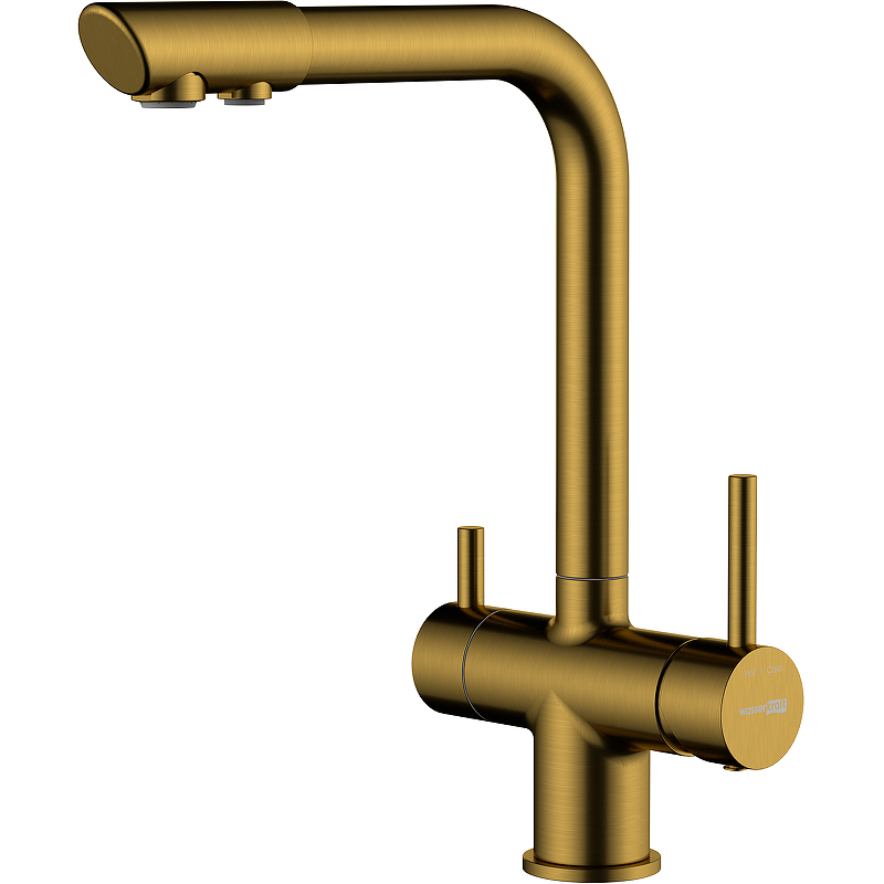 Смеситель для кухни WasserKRAFT A8387 Золото матовое смеситель для кухни wasserkraft a8387 двухрычажный с выходом на питьевую цвет золотой