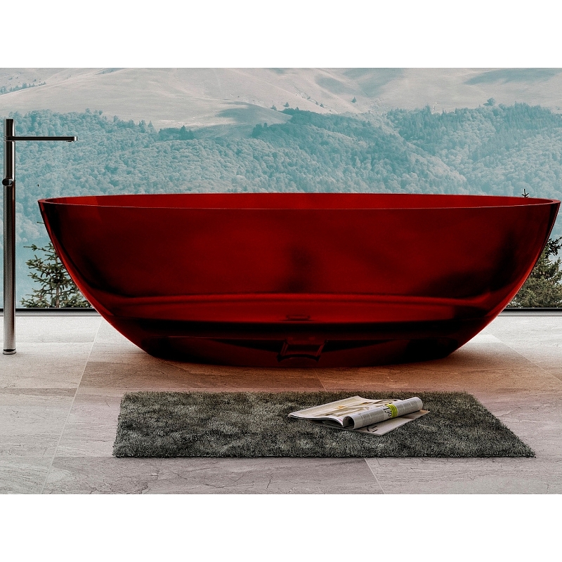 цена Ванна из полиэфирной смолы Abber Kristall 180х85 AT9702Rubin Красная без гидромассажа