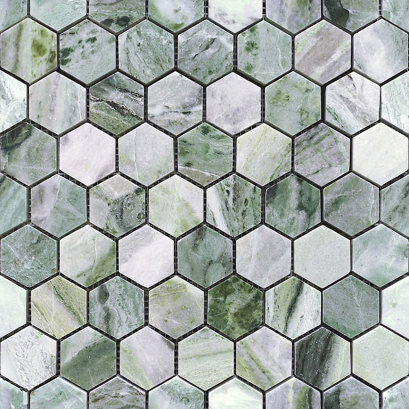 Мозаика Caramelle mosaic Pietrine Hexagonal Onice Verde oliva POL hex 28,9x29,2 см