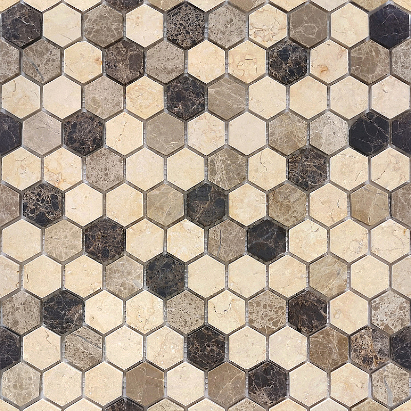 Мозаика Caramelle mosaic Pietrine Hexagonal Pietra Mix 1 MAT hex 28,5x30,5 см