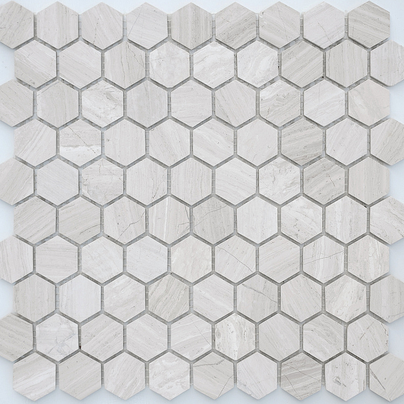 Мозаика Caramelle mosaic Pietrine Hexagonal Travertino silver MAT hex 28,5x30,5 см