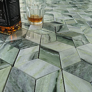 Мозаика Caramelle mosaic Pietrine 7 мм Onice Verde oliva POL Diamond 25,9x29,8 см-1