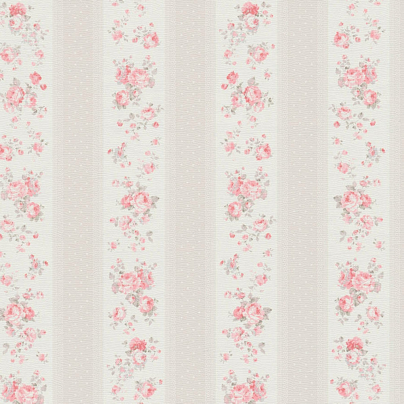 Обои AS Creation Maison Charme 39069-4 Винил на флизелине (0,53*10,05) Белый/Бежевый/Розовый, Полоса/Цветы