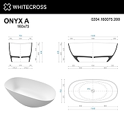 Ванна из искусственного камня Whitecross Onyx A 160х75 0204.160075.200 Белая матовая-7