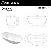 Ванна из искусственного камня Whitecross Onyx C 160х75 0206.160075.100 Белая глянцевая-7