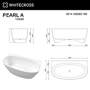 Ванна из искусственного камня Whitecross Pearl A 155x80 0214.155080.100 Белая глянцевая-7