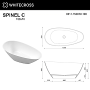 Ванна из искусственного камня Whitecross Spinel C 150x70 0211.150070.100 Белая глянцевая-7