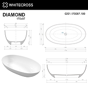 Ванна из искусственного камня Whitecross Diamond 170x87 0201.170087.100 Белая глянцевая без гидромассажа-7